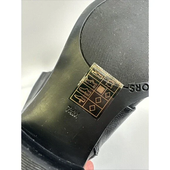 Michael Michael Kors Maisie Knee High Boot Black Leather Pebbled Gold Button 7.5 - Picture 15 of 15